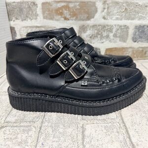 T.U.K. Creepers buckle black shoes size 7